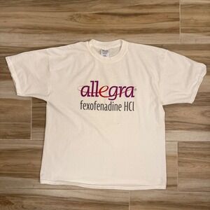 Vintage Allegra Pharmaceutical Promo T-Shirt XL White M&O Knits Pharma Tee